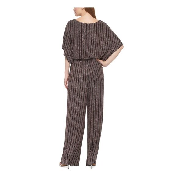 JESSICA HOWARD Womens Black Elastic Waist Self-tie Belt Wide Leg Jumpsuit S - Picture 2 of 4